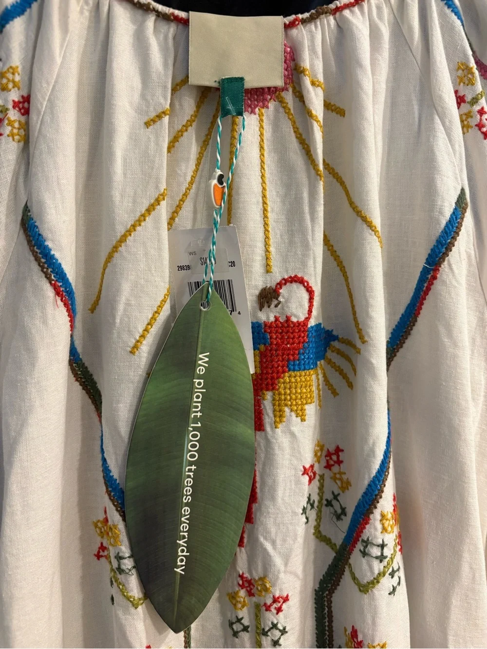 NWT Farm Rio Macaw Tassel-Tie Embroidered Maxi Dress Size M - Picture 11 of 16